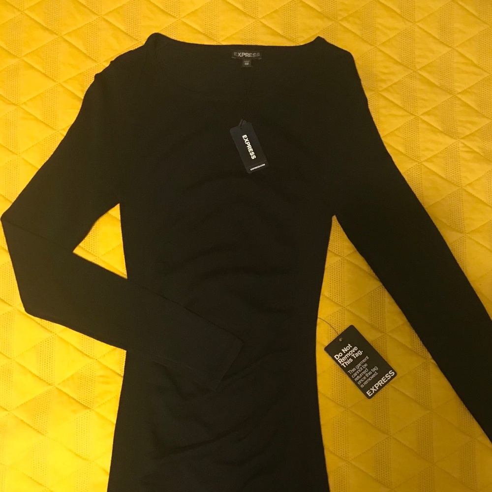 NWT Express Black Ruched Dress